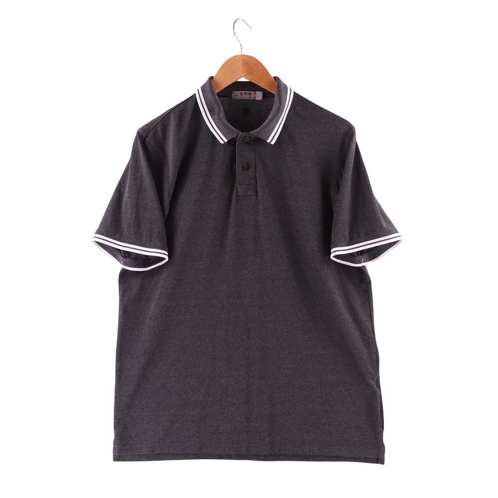 G/FORE Mens Medium Charcoal Gray Tipped Short Sleeve Golf Polo Shirt G4MC0K30